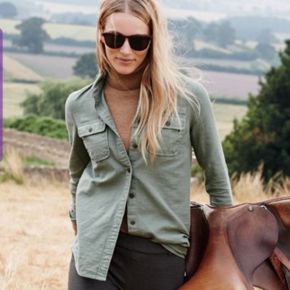 J. Crew Tops - J crew button down top army green